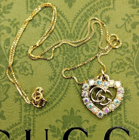 Gucci AB Goldtone Heart Zipper Pull w/ .925 Chain - Picture 7 of 8